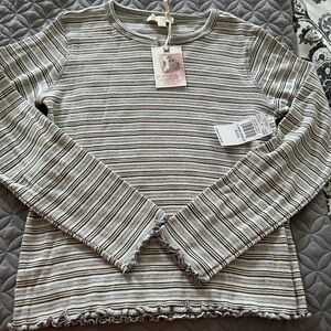 Jessica Simpson Gray and Cream Striped Top - Girls’ Size XL (12)